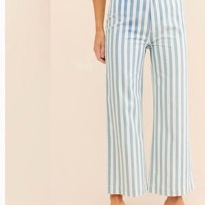 gaze Blue and White Vertical Stripe Pants